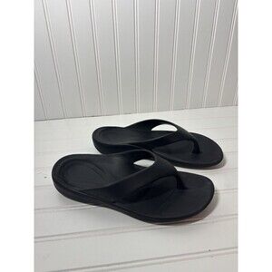 Women’s Aetrex Maui Orthotic Rubber Sandals Flip Flop Black Thong, 10